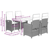 5 Piece Garden Dining Set with Cushions Beige Poly Rattan - Extra Image