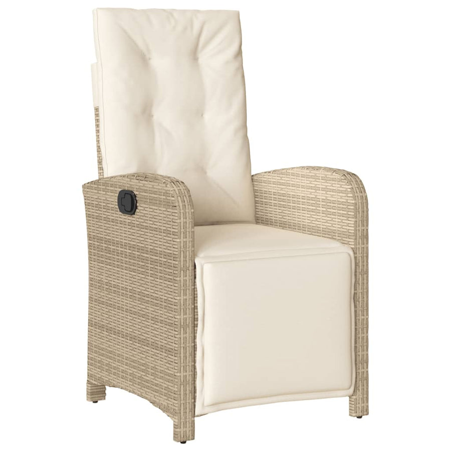 7 Piece Garden Dining Set with Cushions Beige Poly Rattan