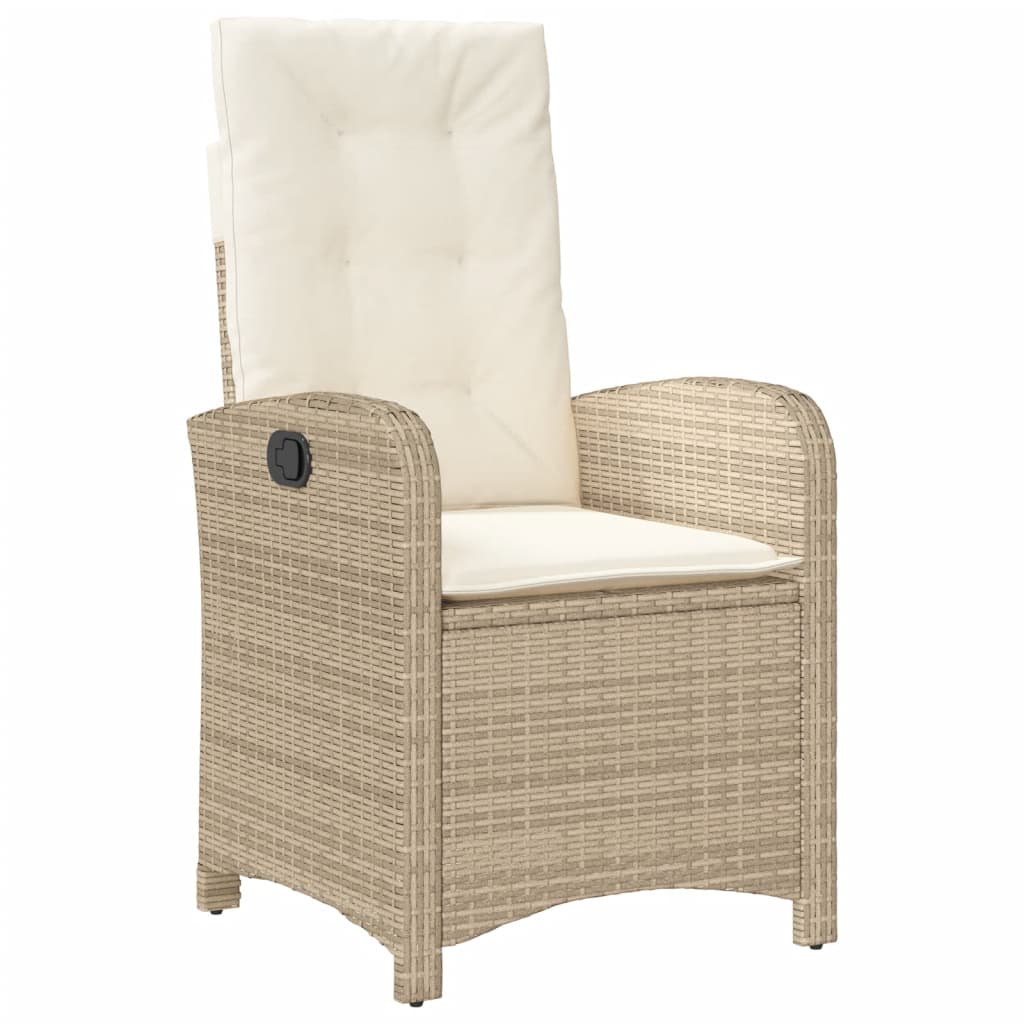 5 Piece Garden Dining Set with Cushions Beige Poly Rattan