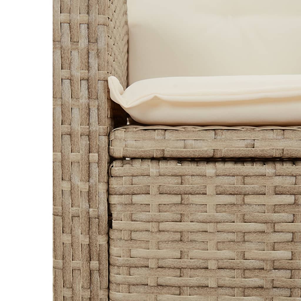 5 Piece Garden Dining Set with Cushions Beige Poly Rattan