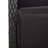 7 Piece Garden Dining Set with Cushions Black Poly Rattan - Close-Up Angle