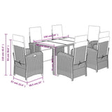 7 Piece Garden Dining Set with Cushions Black Poly Rattan