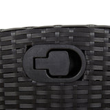 9 Piece Garden Dining Set with Cushions Black Poly Rattan
