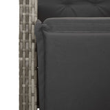5 Piece Garden Dining Set with Cushions Grey Poly Rattan - Rear View