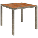 3 Piece Bistro Set with Cushions Grey Poly Rattan - Top-Down View