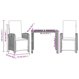 3 Piece Bistro Set with Cushions Grey Poly Rattan - Extra Image