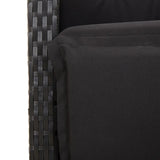 9 Piece Garden Dining Set with Cushions Black Poly Rattan - Rear View