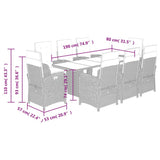 9 Piece Garden Dining Set with Cushions Grey Poly Rattan