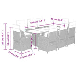 9 Piece Garden Dining Set with Cushions Grey Poly Rattan - Extra Image