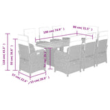 9 Piece Garden Dining Set with Cushions Black Poly Rattan
