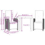 3 Piece Bistro Set with Cushions Black Poly Rattan