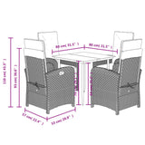 5 Piece Garden Dining Set with Cushions Black Poly Rattan - Extra Image