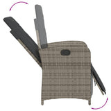 3 Piece Bistro Set with Cushions Grey Poly Rattan - 45-Degree Angle