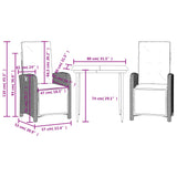 3 Piece Bistro Set with Cushions Grey Poly Rattan - Extra Image