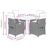 5 Piece Garden Dining Set with Cushions Grey Poly Rattan