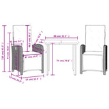 3 Piece Bistro Set with Cushions Grey Poly Rattan - Extra Image