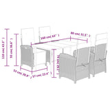 5 Piece Garden Dining Set with Cushions Beige Poly Rattan - Extra Image