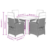 5 Piece Garden Dining Set with Cushions Beige Poly Rattan - Extra Image