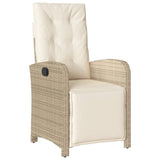 5 Piece Garden Dining Set with Cushions Beige Poly Rattan - Side View