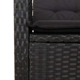 7 Piece Garden Dining Set with Cushions Black Poly Rattan