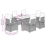 7 Piece Garden Dining Set with Cushions Black Poly Rattan