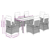 7 Piece Garden Dining Set with Cushions Black Poly Rattan - Extra Image