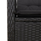 9 Piece Garden Dining Set with Cushions Black Poly Rattan