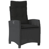 3 Piece Garden Dining Set with Cushions Black Poly Rattan - Top-Down View