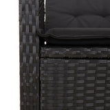 3 Piece Garden Dining Set with Cushions Black Poly Rattan - Rear View