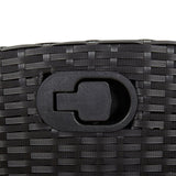 3 Piece Garden Dining Set with Cushions Black Poly Rattan - Close-Up Angle
