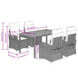 5 Piece Garden Dining Set with Cushions Black Poly Rattan