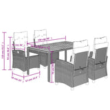 5 Piece Garden Dining Set with Cushions Black Poly Rattan - Extra Image
