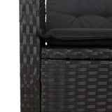7 Piece Garden Dining Set with Cushions Black Poly Rattan - Rear View