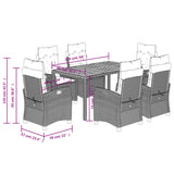 7 Piece Garden Dining Set with Cushions Black Poly Rattan - Extra Image