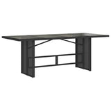9 Piece Garden Dining Set with Cushions Black Poly Rattan - Side View
