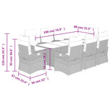 9 Piece Garden Dining Set with Cushions Black Poly Rattan - Extra Image