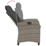 9 Piece Garden Dining Set with Cushions Grey Poly Rattan - Rear View