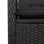 7 Piece Garden Dining Set with Cushions Black Poly Rattan