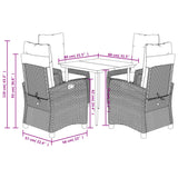 5 Piece Garden Dining Set with Cushions Black Poly Rattan - Extra Image