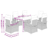 7 Piece Garden Dining Set with Cushions Black Poly Rattan - Extra Image