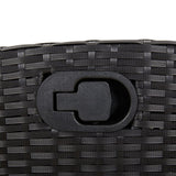 7 Piece Garden Dining Set with Cushions Black Poly Rattan - Extra Image