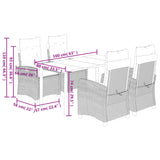 5 Piece Garden Dining Set with Cushions Black Poly Rattan - Extra Image