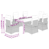 7 Piece Garden Dining Set with Cushions Black Poly Rattan - Extra Image