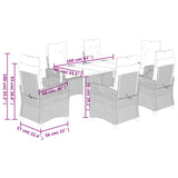 7 Piece Garden Dining Set with Cushions Grey Poly Rattan