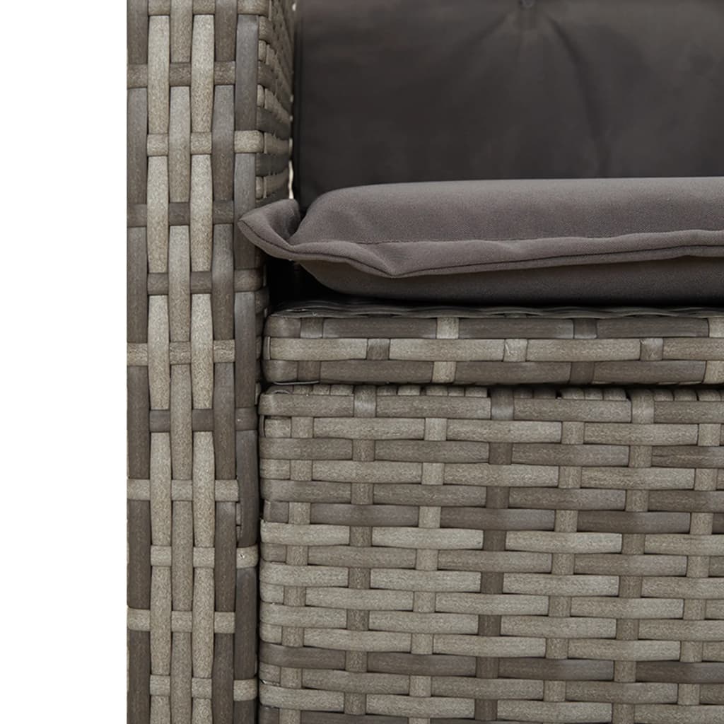 3 Piece Garden Dining Set with Cushions Grey Poly Rattan