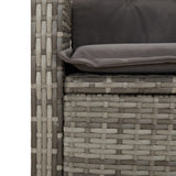 3 Piece Garden Dining Set with Cushions Grey Poly Rattan