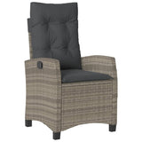 5 Piece Garden Dining Set with Cushions Grey Poly Rattan - 45-Degree Angle