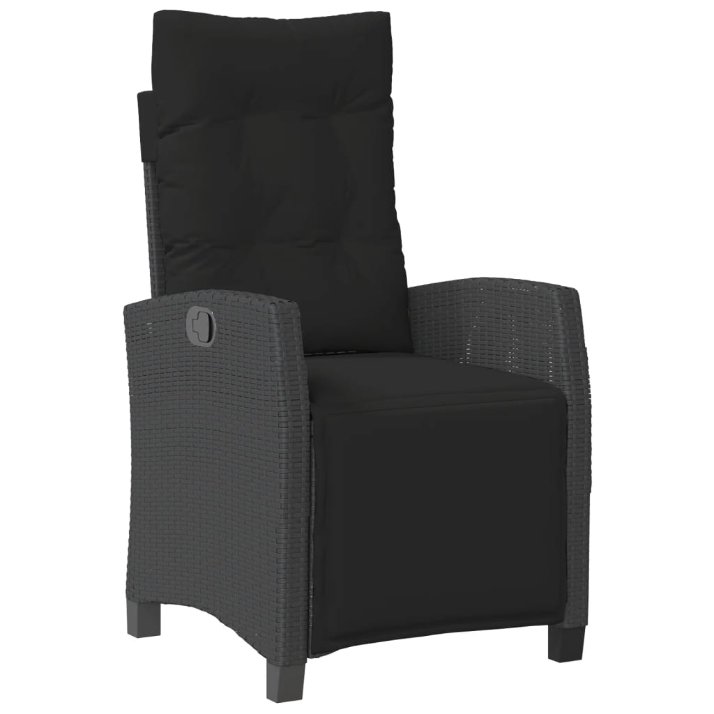 3 Piece Garden Dining Set with Cushions Black Poly Rattan