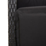 3 Piece Garden Dining Set with Cushions Black Poly Rattan - Rear View