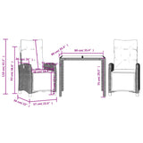 3 Piece Garden Dining Set with Cushions Black Poly Rattan - Extra Image